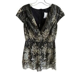 Blashe Black Gold Glitter Formal Sleeveless Romper Size M #47165